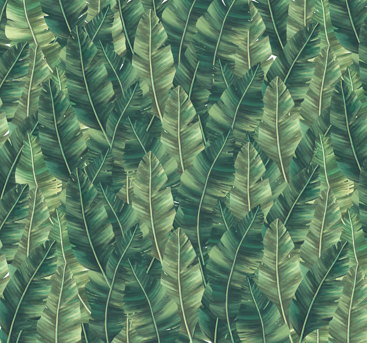 Papel pintado verde de hojas grandes - TenVinilo