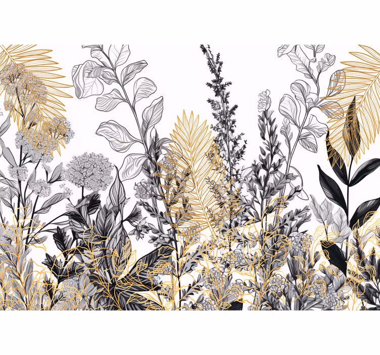 Papel pintado salón dibujos de plantas - TenVinilo