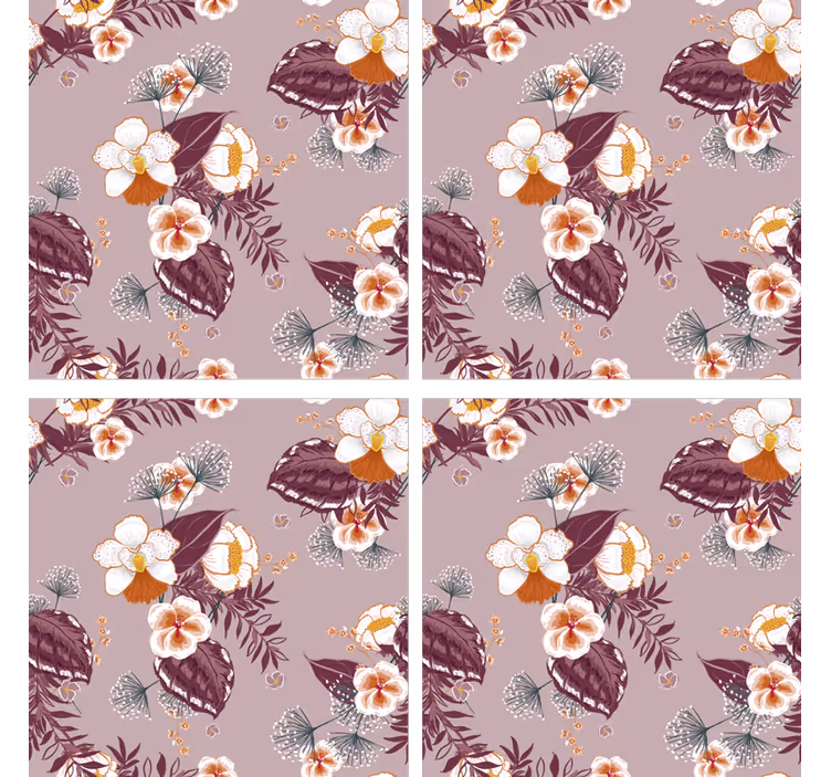 Posavasos textura superficie con patrón floral - TenVinilo
