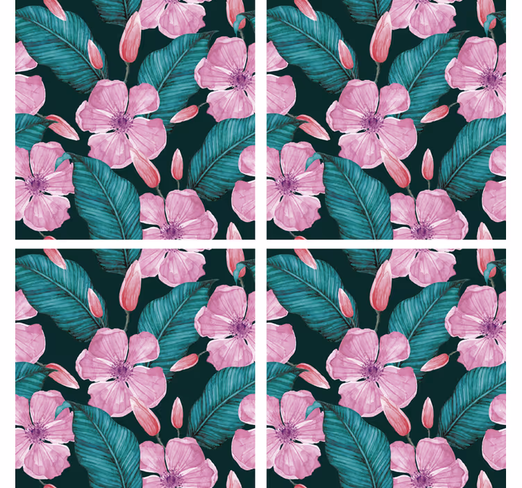 Posavasos textura patrón floral y de hojas - TenVinilo