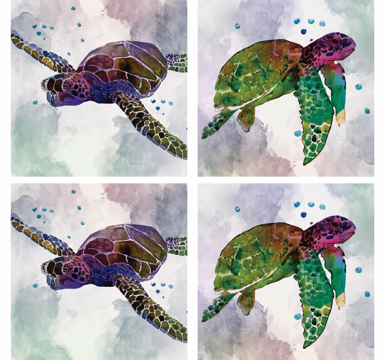 Posavasos vintage tortugas de mar coloridas - TenVinilo