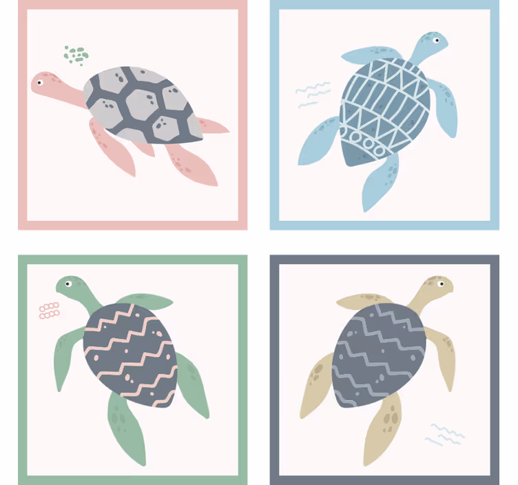 Posavasos frikis con divertidos patrones de tortugas marinas - TenVinilo