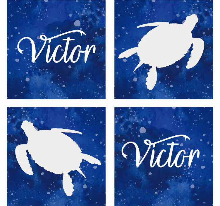 Posavasos personalizable silueta de tortuga azul - TenVinilo