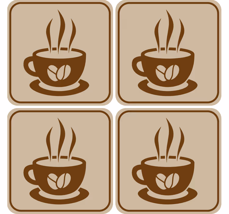 Posavasos moderno emblema de taza de café - TenVinilo
