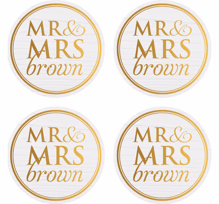 Posavasos boda elegante sr & sra personalizable - TenVinilo