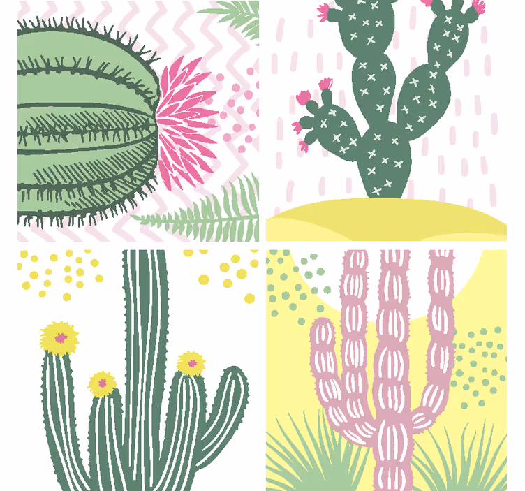Posavasos frikis motivo de cactus vibrante - TenVinilo