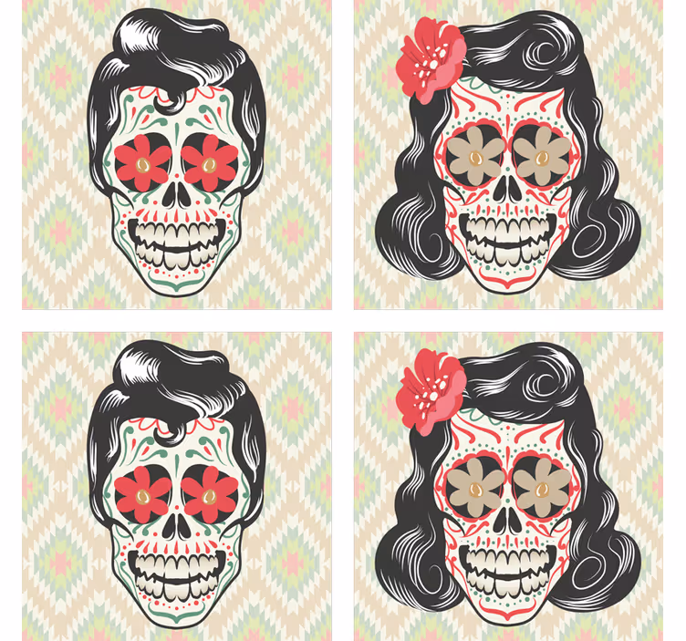 Posavasos de Halloween calaveras mexicanas - TenVinilo