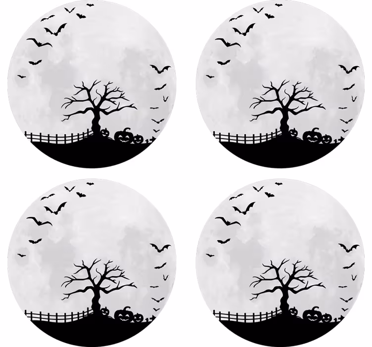 Posavasos halloween silueta de Árbol tenebroso - TenVinilo