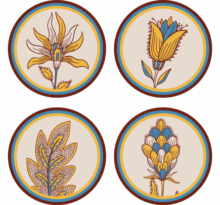 Posavasos textura set de motivos florales - TenVinilo