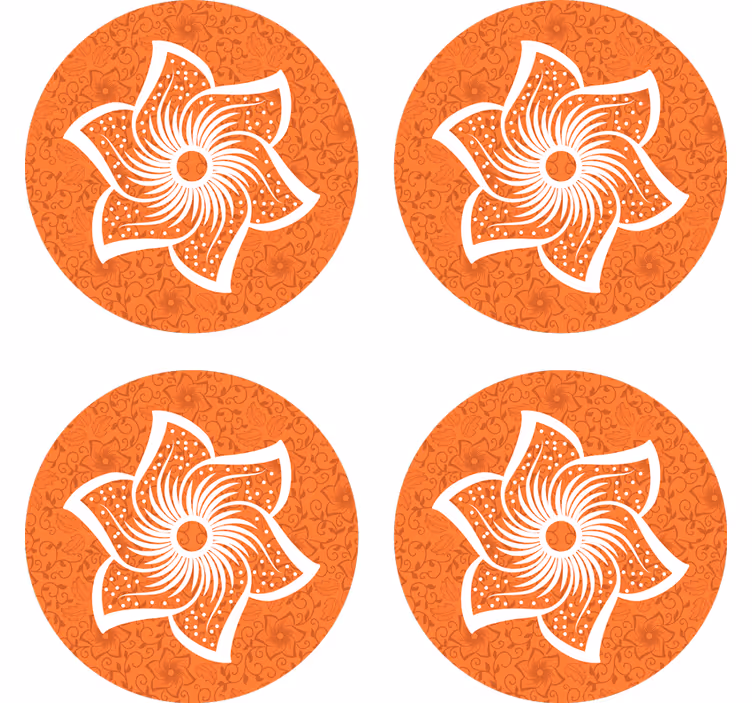 Posavasos redondos naranjas flores paisley - TenVinilo