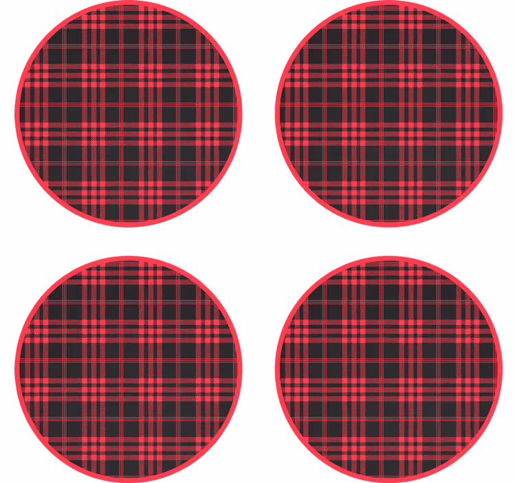 Posavasos textura patrón de cuadros rojos y negros - TenVinilo