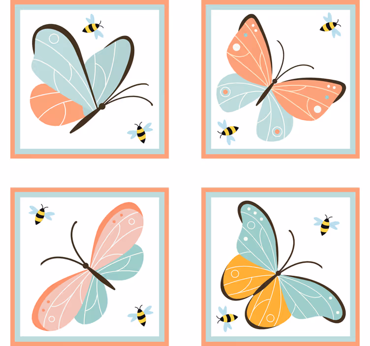Posavasos frikis motivo de mariposas coloridas - TenVinilo