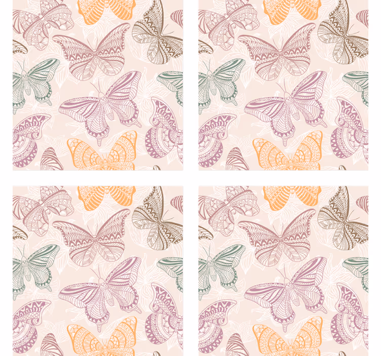 Posavasos textura patrones de mariposas intrincados - TenVinilo