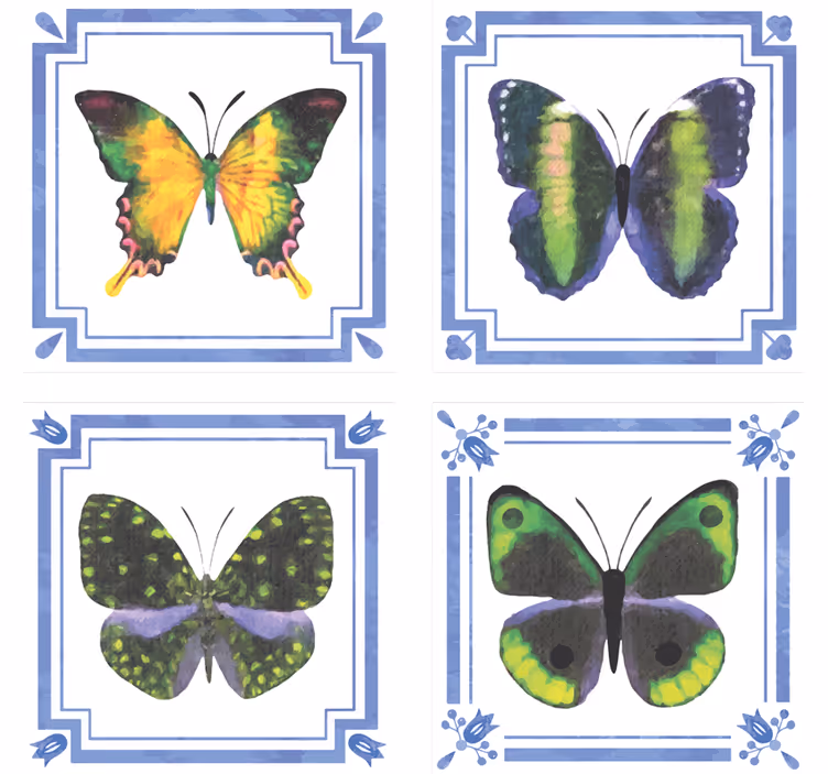 Posavasos textura elementos de mariposas coloridas - TenVinilo