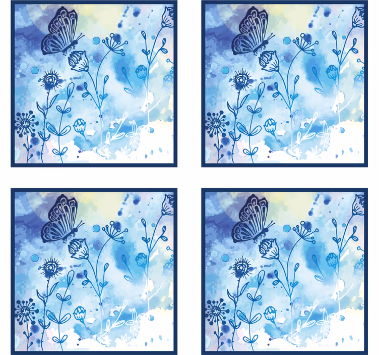 Posavasos textura motivo acuarela floral - TenVinilo