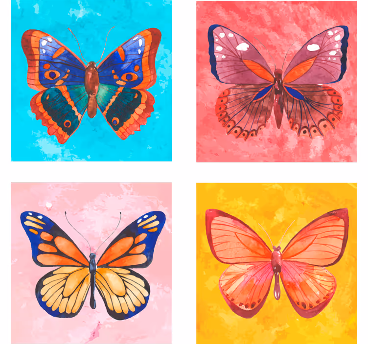 Posavasos frikis ilustración de mariposa colorida - TenVinilo
