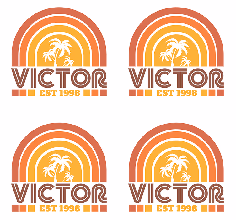 Posavasos personalizable emblema de palmas retro - TenVinilo