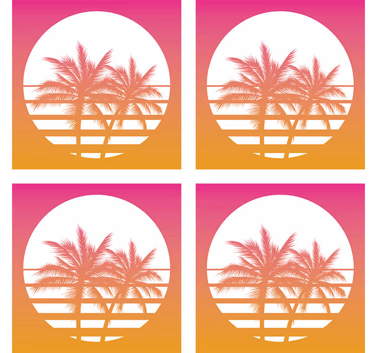 Posavasos frikis silueta de atardecer tropical - TenVinilo