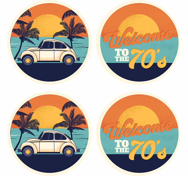 Posavasos vintage escena costera retro - TenVinilo
