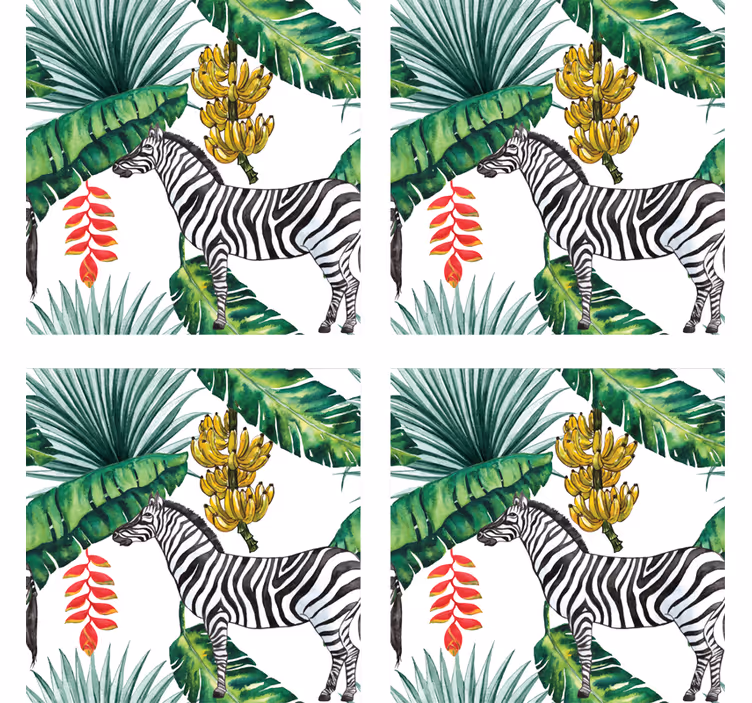 Posavasos frikis cebra y follaje tropical - TenVinilo