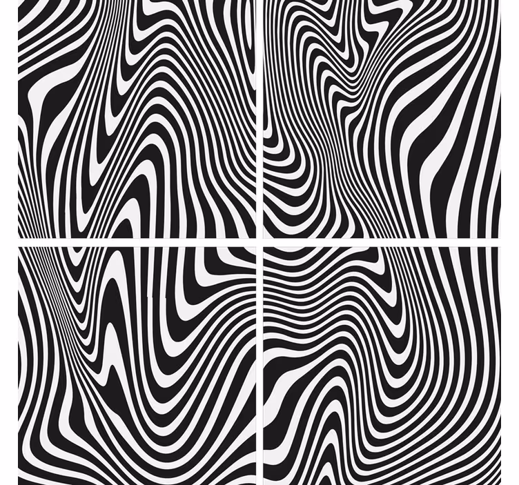 Posavasos textura diseño ondulado blanco y negro - TenVinilo