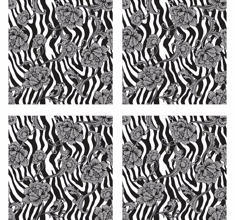 Posavasos textura zebra floral - TenVinilo