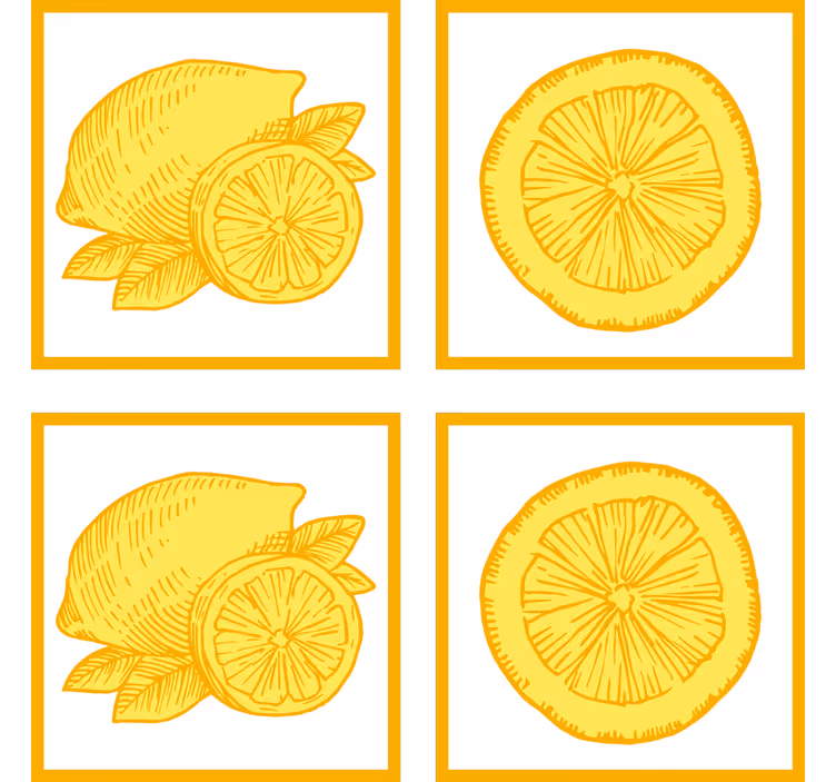 Posavasos textura ilustraciones de frutas cítricas - TenVinilo