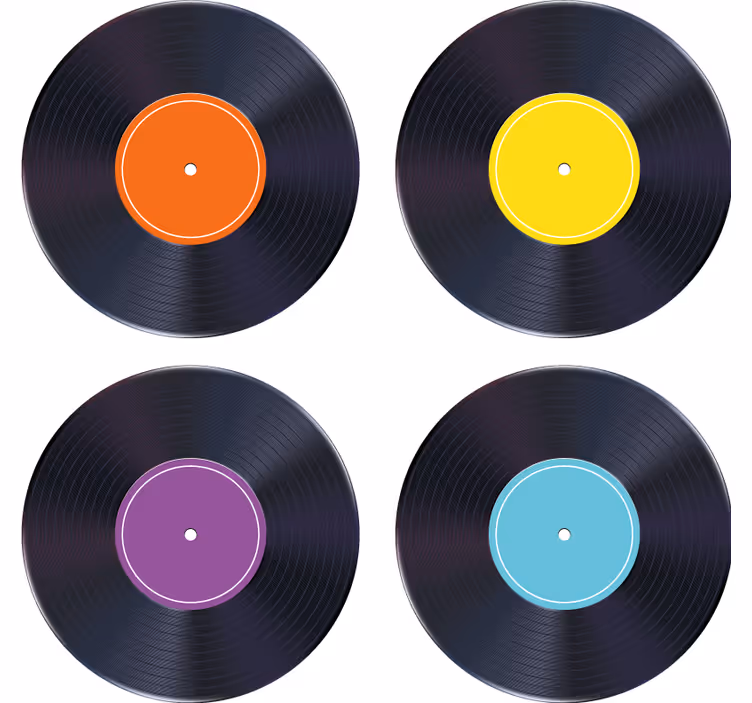 Posavasos vintage discos de vinilo coloridos - TenVinilo