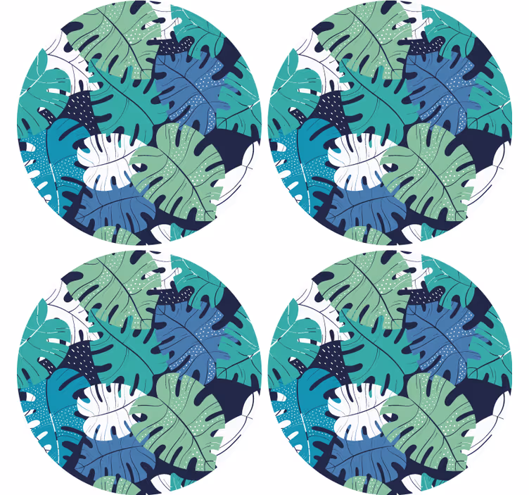 Posavasos textura emblema de hoja tropical - TenVinilo