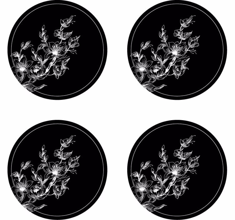 Posavasos textura arte lineal floral - TenVinilo