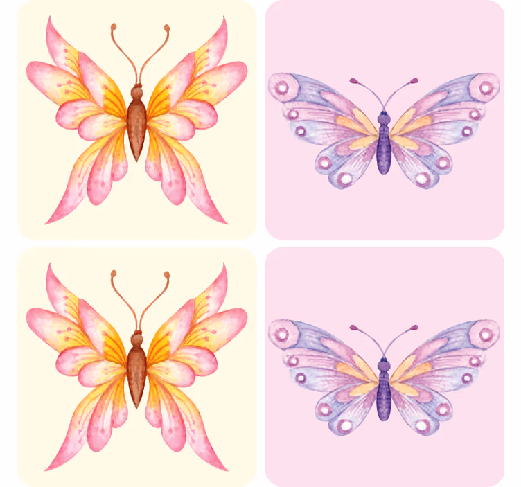 Posavasos frikis con motivos de mariposas vibrantes - TenVinilo