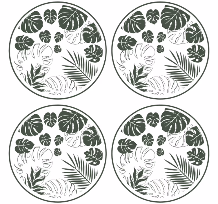 Posavasos textura motivo circular de vegetación exuberante - TenVinilo