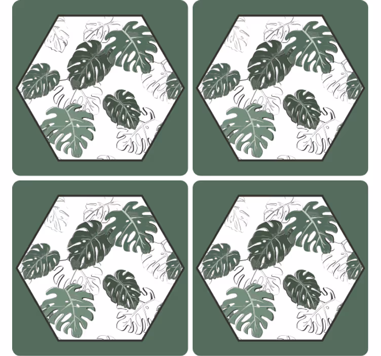 Posavasos textura patrón de hojas hexagonales - TenVinilo