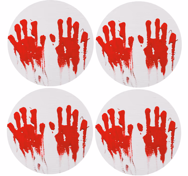 Posavasos halloween patrón de huellas rojas - TenVinilo