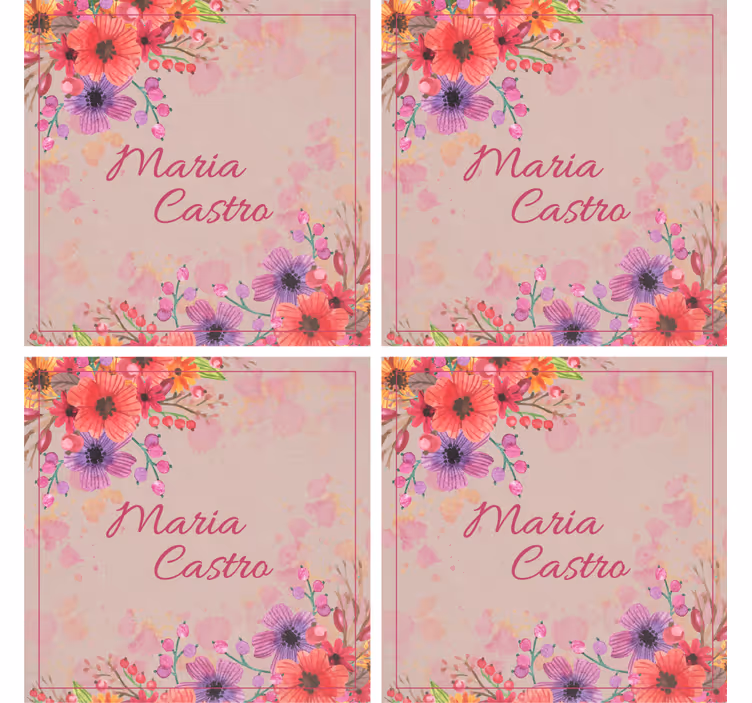 Posavasos personalizable mejoras florales personalizadas - TenVinilo