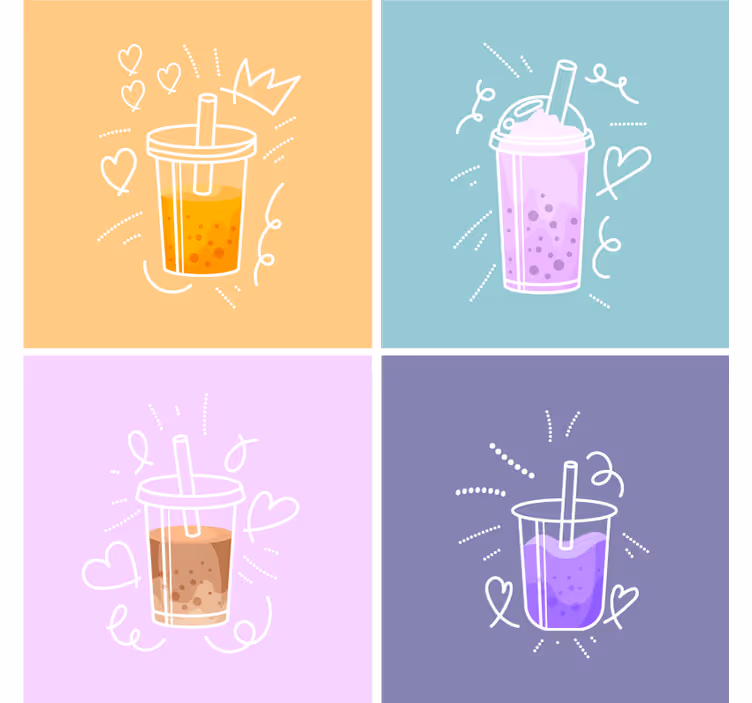 Posavasos moderno ilustraciones coloridas de bebidas - TenVinilo