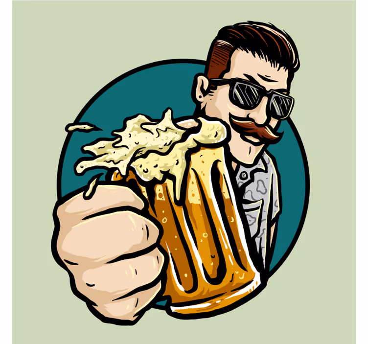 Posavasos cerveza hombre bigotudo con jarra - TenVinilo