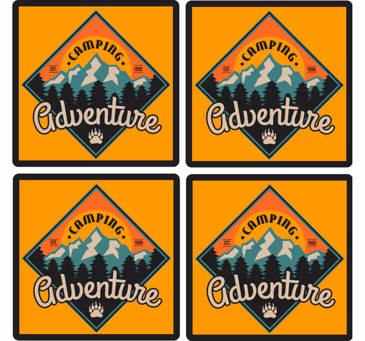 Posavasos con frases insignia de aventura en camping - TenVinilo