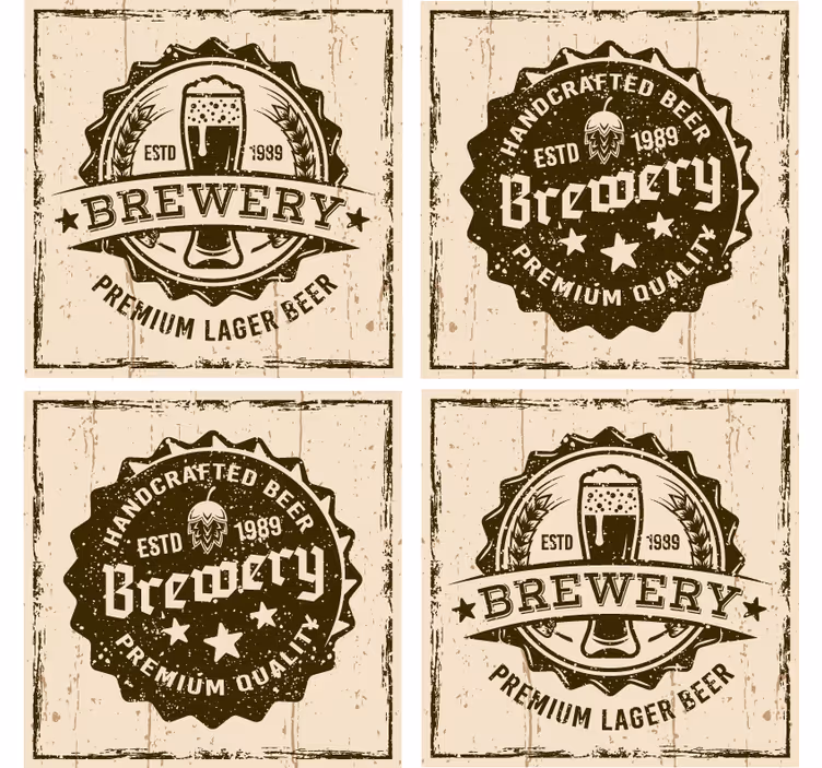 Posavasos cerveza diseño de insignia vintage brewery - TenVinilo