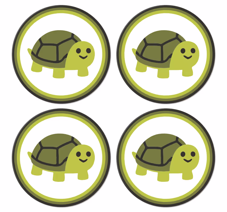 Posavasos moderno Caricatura, sonriente, tortuga - TenVinilo