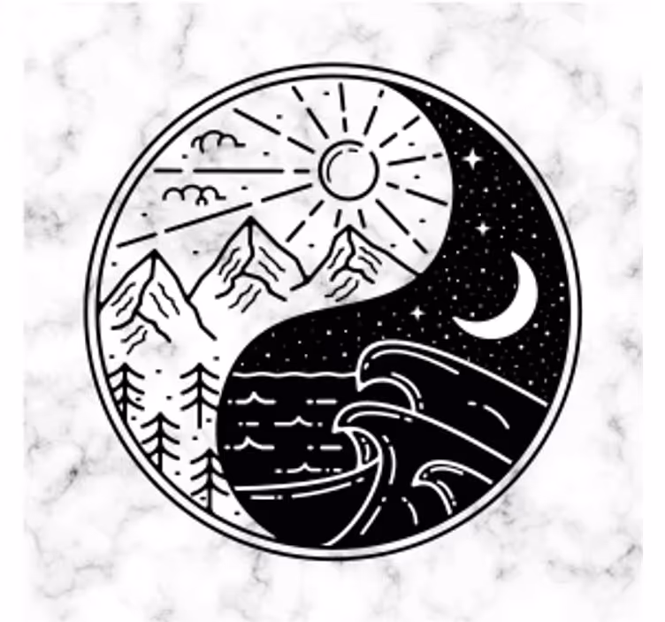 Posavasos frikis montaña y olas en contraste - TenVinilo