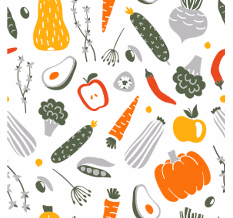 Posavasos moderno patrón de verduras colorido - TenVinilo