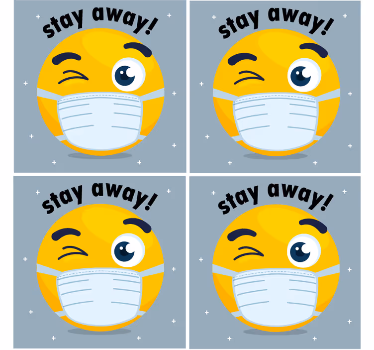 Posavasos emoji guiñando con mascarilla - TenVinilo