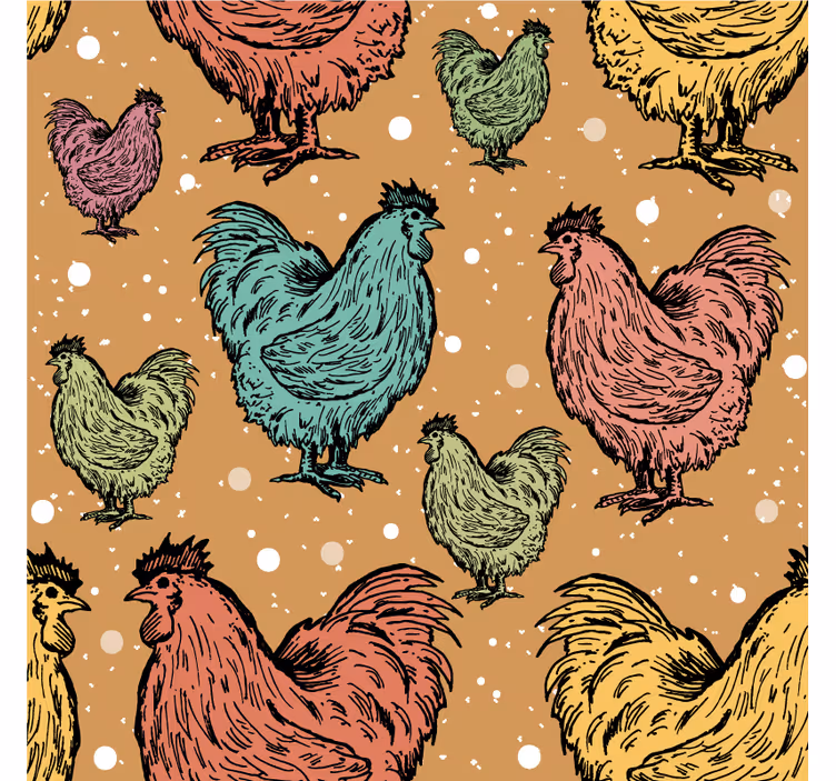 Posavasos frikis con patrones de gallinas coloridas - TenVinilo