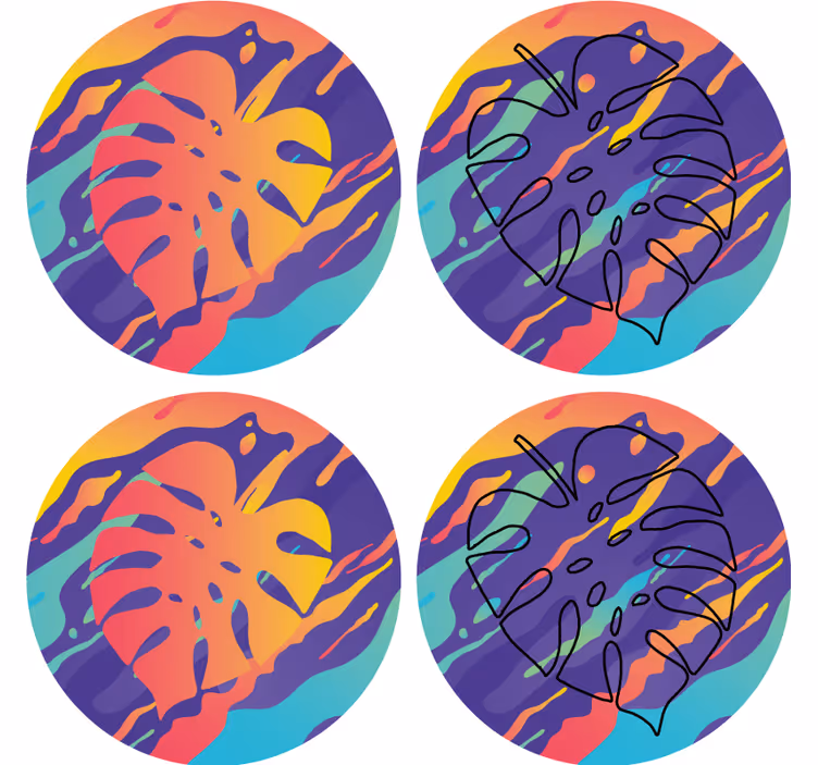 Posavasos textura patrones de hojas coloridas - TenVinilo