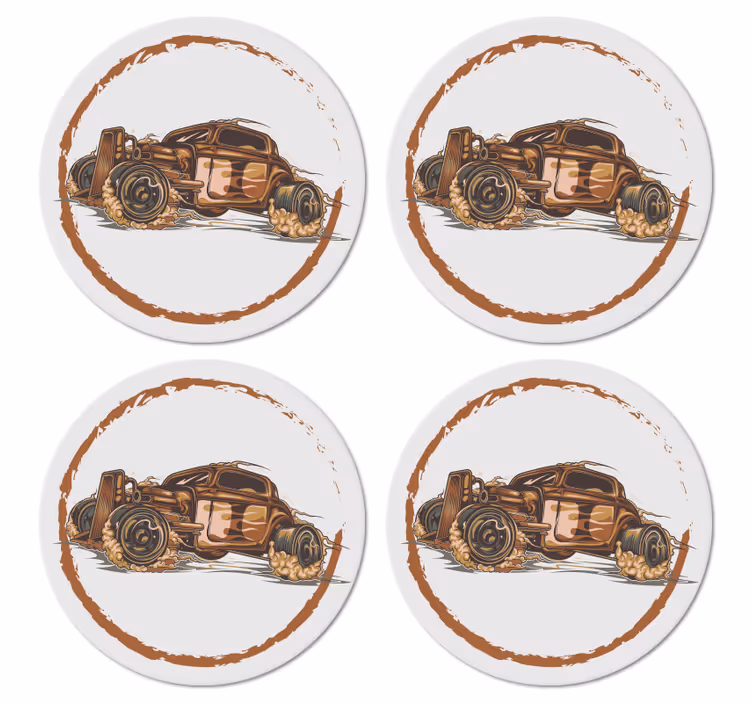 Posavasos vintage Coche pintado ornamental - TenVinilo