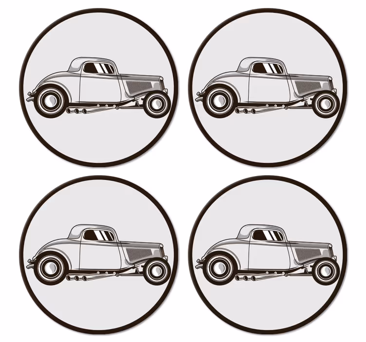 Posavasos vintage Coche elegante blanco - TenVinilo