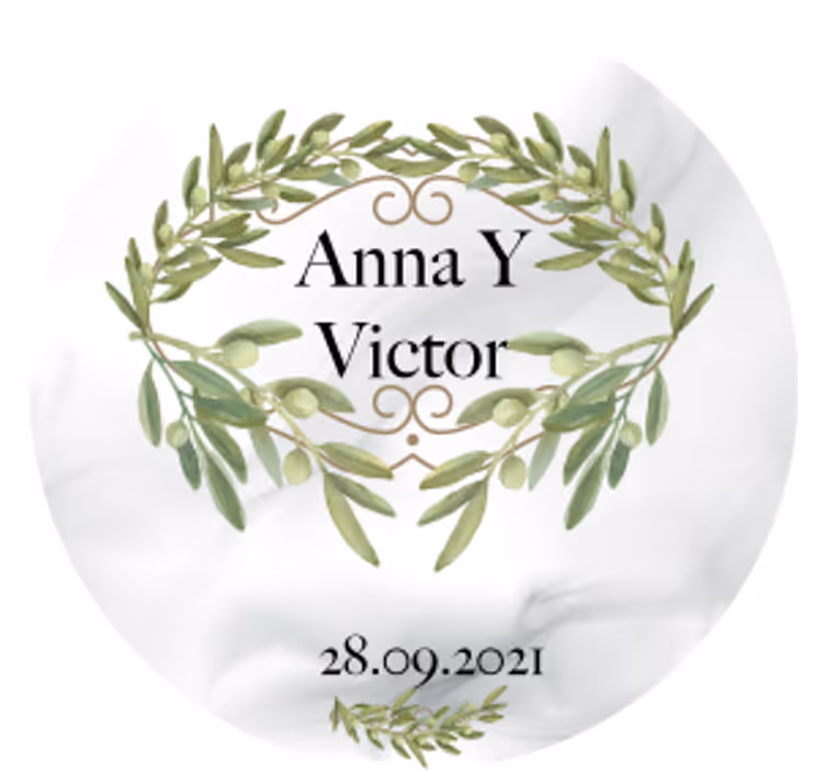 Posavasos boda emblema de laurel - TenVinilo