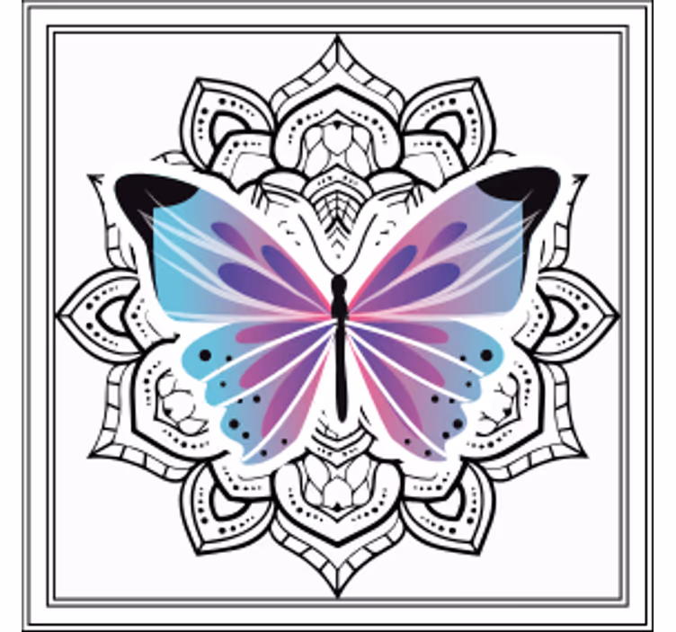 Posavasos textura mandala colorido de mariposas - TenVinilo