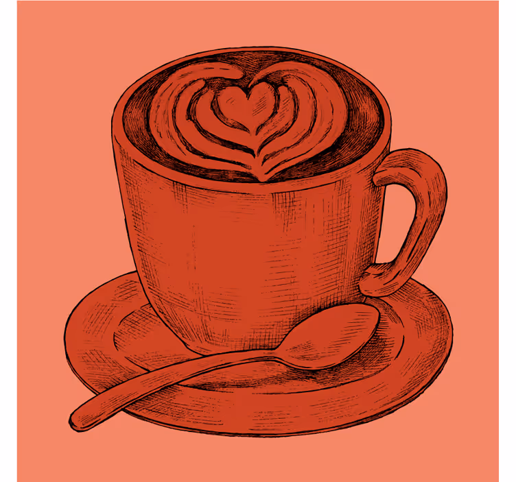Posavasos vintage taza con motivo de corazones - TenVinilo